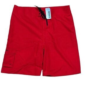 NWT Sporti Solid Red Boardshorts Outside‎ Pocket Surf Swim Trunk Sz 40